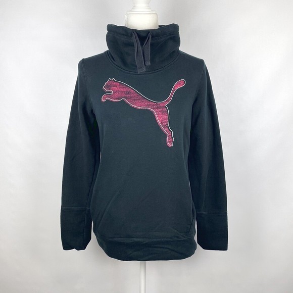 Puma Women's S Pink Speed Cat Long Sleeve Black Mock Neck Pullover Sweatshirt - Picture 3 of 9